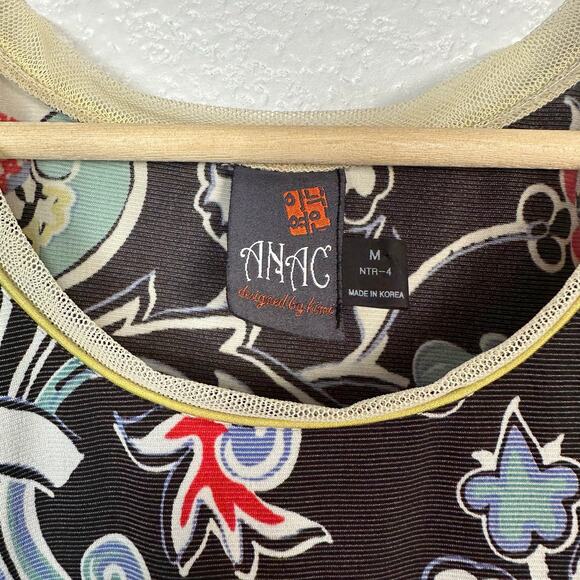 ANAC Designed by Kimi 90s Y2K Artsy Asian Inspired Print Mesh Knit Tee Top M - Picture 3 of 12